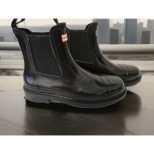 NEW Hunter Commando Chelsea Gloss Boot Women SZ 11 Block Heel Flexible G